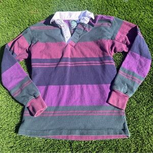 McIntosh & Seymour Striped Rugby Shirt in Purple and Green